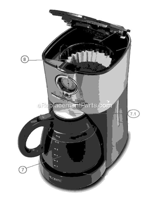 Page A Diagram and Parts List for BVMC-VMX33  Mr Coffee Coffee Maker